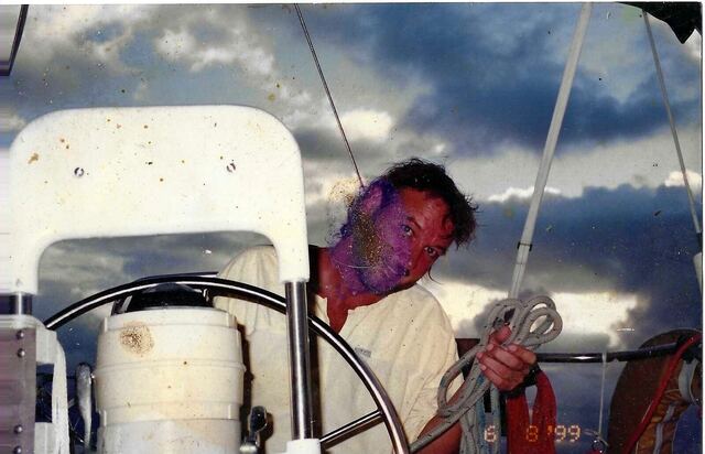 Sailing to Key West — jib line caught in the prop